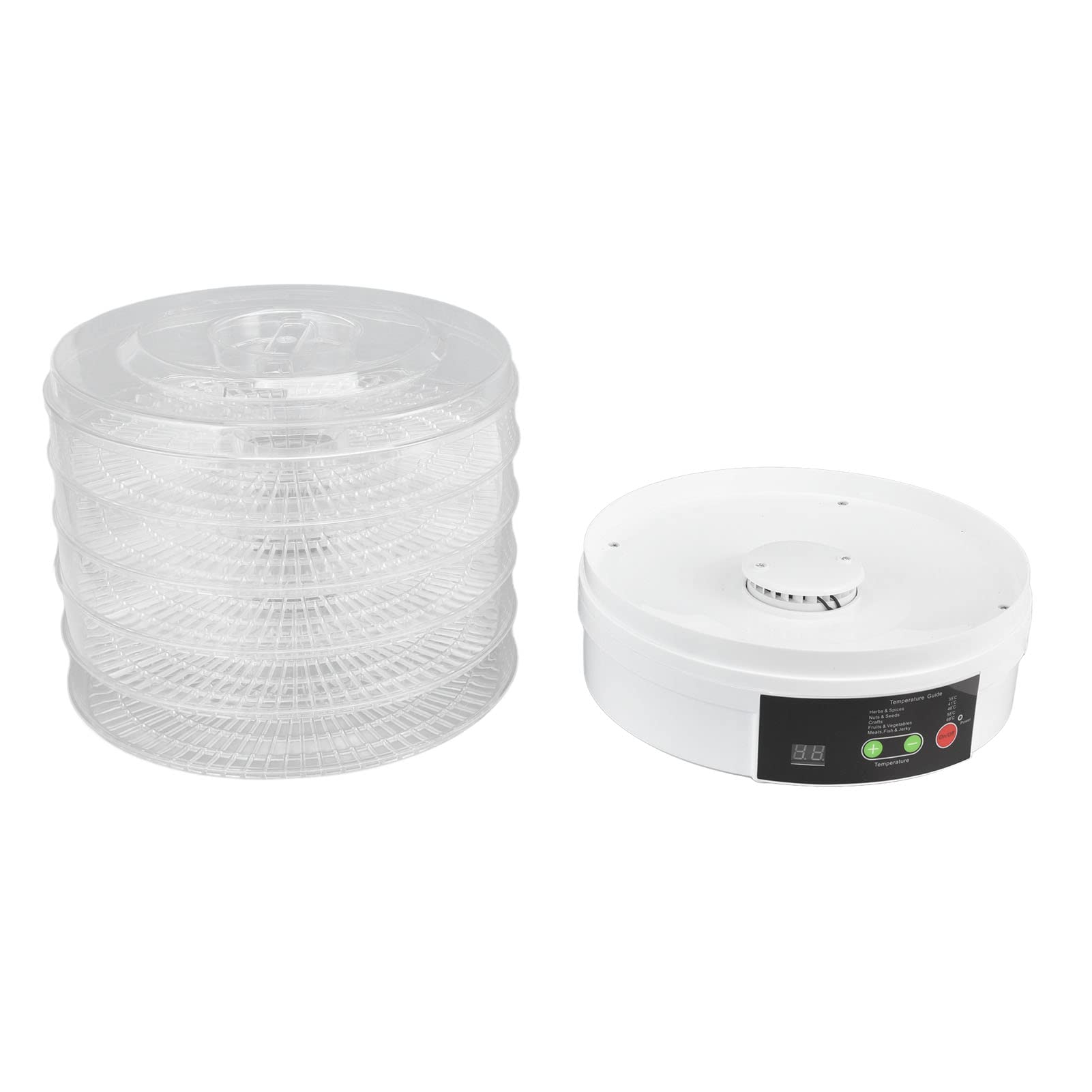 Deshidratador de Alimentos 350W 5 Bandejas Control de Perilla Máquina Secadora de Alimentos Eléctrica Calefacción de Circulación de 360 ​​​​° con Tapa y Orificios de (Enchufe europeo 220V)