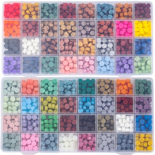 1664 Pieces Wax Seal Beads Assorted Colors Sealing Wax Pellets in 64 Color Mixed Octagon Sealingwax Bead for Letter Stamp Sealings (1664)
