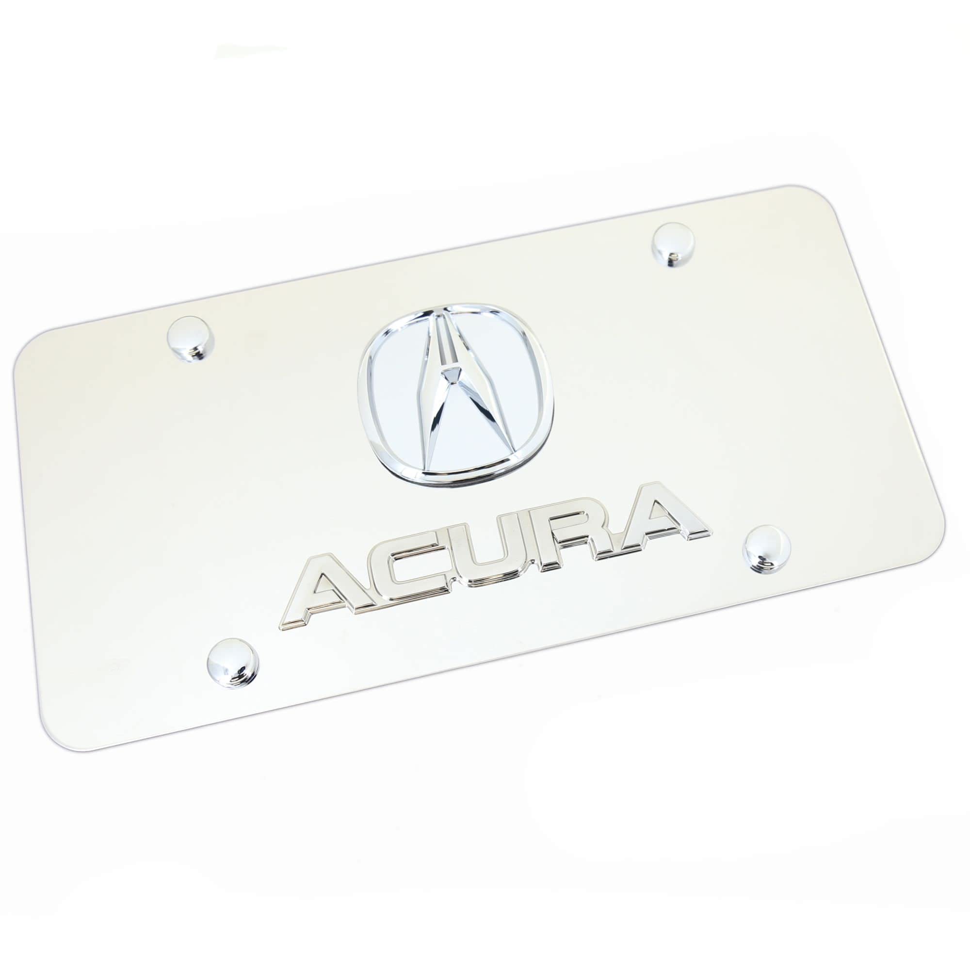 Au-TOMOTIVE Gold Acura Chrome Logo and Name on Chrome License Plate