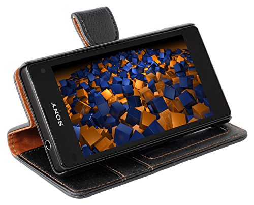 mumbi Book-Style Case Compatible with Sony Xperia Z1 Compact Black