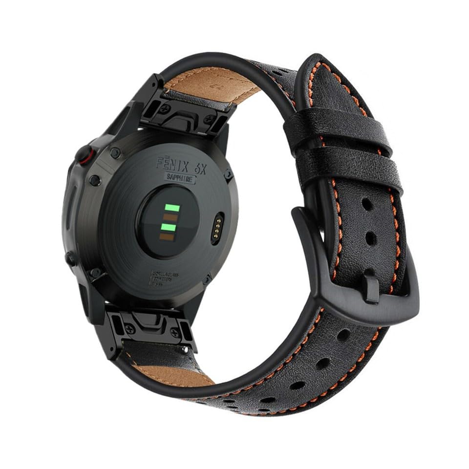 Bracelet pour Garmin Epix Pro 51mm en cuir noir à pois idéal au quotidien