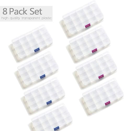 Miniatura 16 de Opret Organizador de joyas pequeñas para 15 pulseras (paquete de 4), caja organizadora de cuentas, contenedor de plástico con divisores ajustables 4