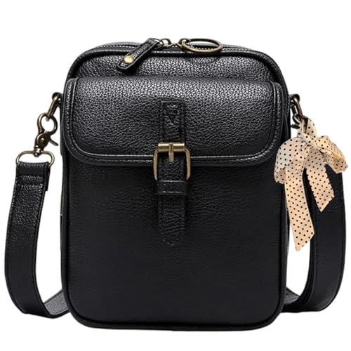 Image of Leather Crossbody Bag for Women | Vintage, Anti-Theft, Messenger Shoulder Bag