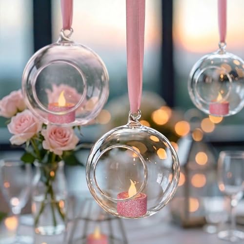 Image of FURORA LIGHTING Pink Glitter Flameless Tealights - 1.45 inch W x 1.57 inch H, 12-Pack, Batteries Included