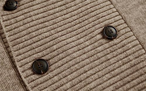 Dvbfufv Men Spring Solid Straight Knit Cardigan Men Casual Long Sleeve Double Breasted Turn-Down Collar Sweater Cardigan3