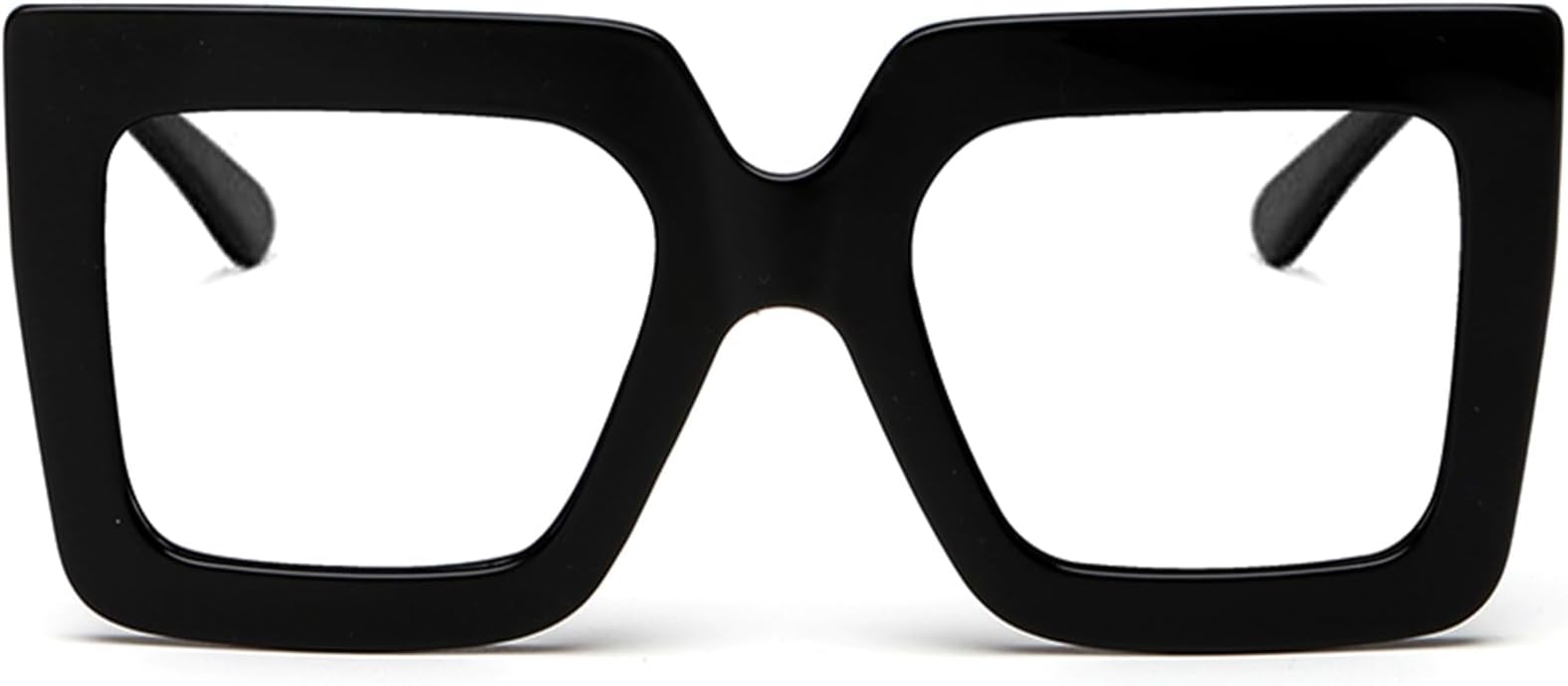 Oversized Blue Light Glasses for Women Fashion Thick Square Computer Eyewear Non-Prescription Black Glasses