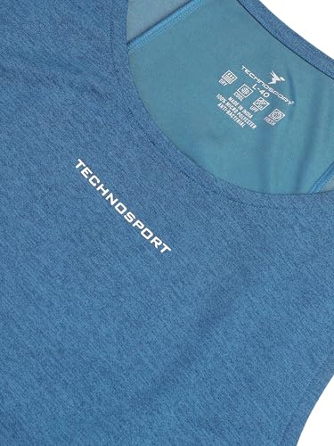 Image of TECHNOSPORT Mens Slim Fit Self Design Scoop Neck Gym Vest with Double Cool for Gym & Sports