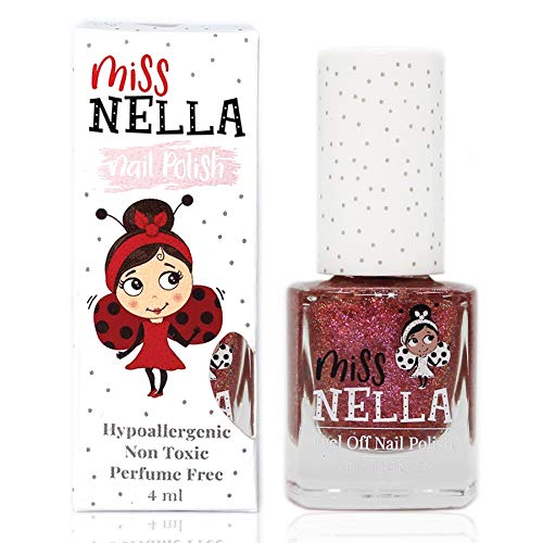 Miss Nella NEW magic collection SHAZAM- Special Red Sparkle Nail Polish for Kids, with Peel-off, Water Based & Odour Free Formula