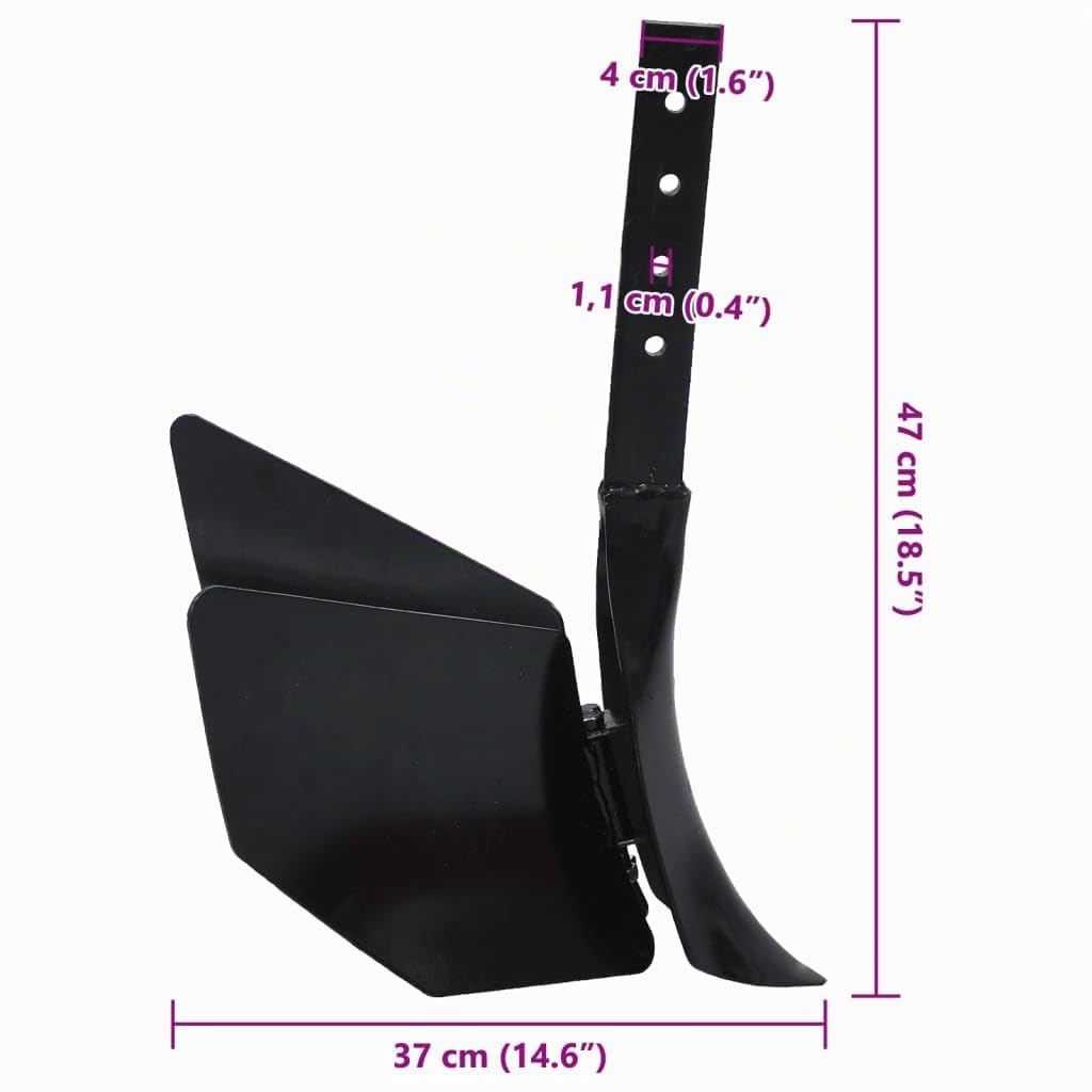 vidaXL Pflug Zubehör 4 höhenverstellbare Einstellungen Häufelpflug Kartoffelhäufler Häufelkörper Kartoffelroder Häufelschar Schwarz Metall 41x37x47cm
