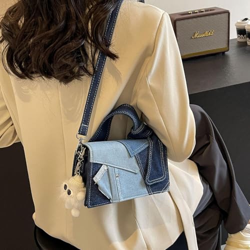 Eiyye Denim Patchwork Bag Jean Purse Shoulder Purse Denim Crossbody Bags for Women4