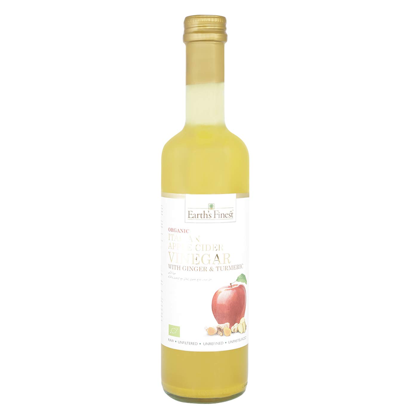 Earth`S Finest Earth's Organic Apple Cider Vinegar with Ginger and Turmeric, 500 ml