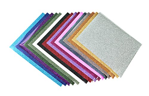 T-Vinyl Heat Transfer Vinyl Glitter Sheets Bundle For Diy T-Shirts: 12”×10”- 16 Pack Of 16 Assorted Colors – Best Iron On Htv Vinyl For Cricut, Silhouette Cameo And Other Vinyl Cutters. #TOP2
