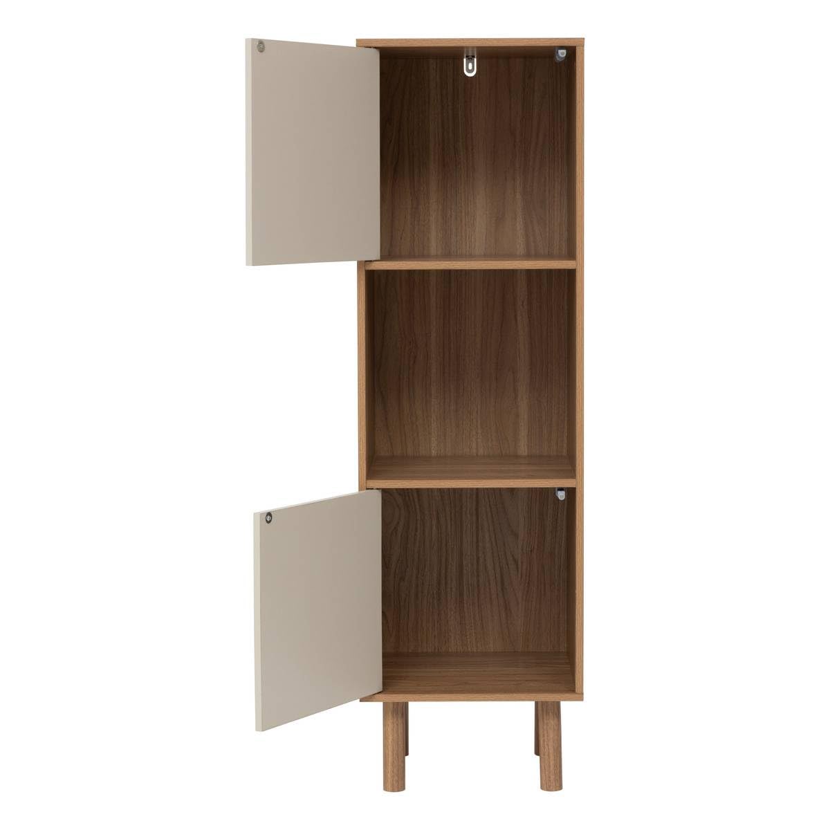 5five - etagère 3 cases 2 portes mix'n'match bois et motif rayé