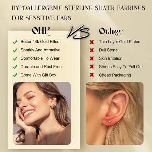Small Chunky Gold Hoop Earrings for Women-5 Pairs Sterling Silver Post Huggie Earring Stacks for Multiple Piercing Trendy Cartilage Hypoallergenic Earings for Sensitive Ears4
