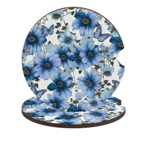 Posavasos para portavasos de auto azul flor de margarita, pack 2 miniatura 1