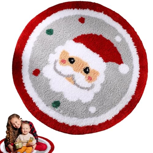 リビングルーム用クリスマスラグ - 61×61cm滑り止め寝室用マット,プラッシュ クリスマス フロアカーペット 室内用 | キッチン、ダイニング、ドミトリー、玄関、ナースリー、バスルーム、シャワー、ベッドルーム用
