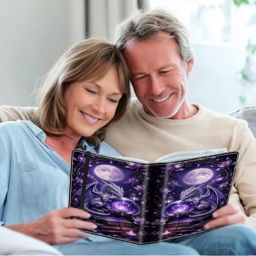 Image of Photo Album 4x6 120 Photos with Strong Elastic Band, Moon Crystal Dragon | Large Capacity Premium Leather Picture Album, Portable Wallet Albums Photo Book for Family Anniversaries Wedding Baby