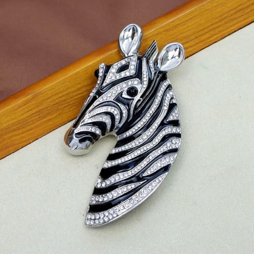 Image of Zebra Head Brooch Pins for Women, African Zebra Brooch Pin, Cute Zebra Animal Brooch Lapel Pin, Bohemian Horse Head Brooches Pins for Women Hat Bag Suit Dress Accessories Jewelry