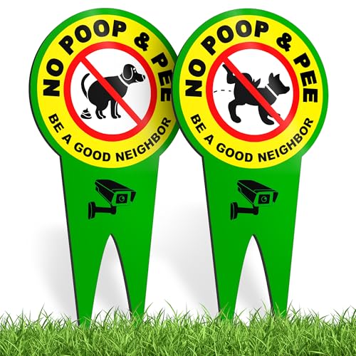 No Dog Poop Sign 12x6 Dibond No Peeing Curb Your Pets 2 Pack