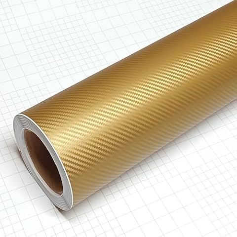 DIYAH 3D Golden Carbon Fiber Film Twill Weave Vinyl Sheet Roll Wrap DIY Decals 12" X 60" (1FT X 5FT) Cover