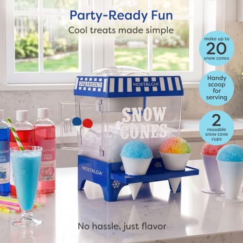 Image of Nostalgia Snow Cone Machine - Retro Table-Top 8 Oz Snow Cone Maker