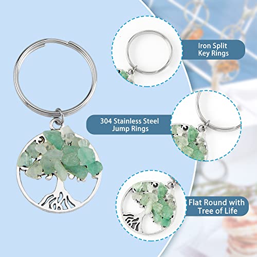 SUPERFINDINGS 36Pcs 9 Styles Tree of Life Keychain Natural Crystal Stones Handmade DIY Keychain Charm Pendant Gemstones Key Chain Charm for Handmade DIY Bag Charms Keyring - Image 4