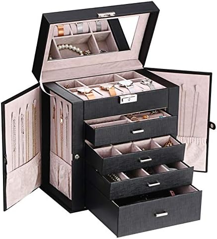 ANWBROAD Jewelry Box with Removable Drawers for Women Large Jewelry Organizer in Different Ways for All Your Jewelry Sturdy Jewelry Case JJB003