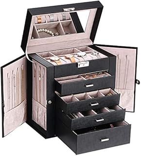 ANWBROAD Jewelry Box with Removable Drawers for Women Large Jewelry Organizer in Different Ways for All Your Jewelry Sturdy Jewelry Case JJB003