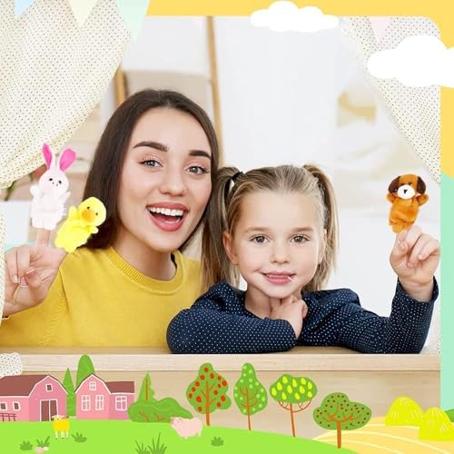 Image of Animal Finger Puppets for Kids Soft Plush Finger Puppet Toys Set for Storytelling Hand Puppets Educational Toys for Toddlers Kids Learning Playtime Party Favor Educational Learning Toys for Toddlers
