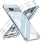 Crystal Clear for Google Google Pixel 7a Case with 2* Screen Protector, [9H Tempered Glass Film] Non-Yellowing Shockproof Phone Bumper Cover, Anti-Scratch Clear Back for Pixel 7a 6.1-Inch