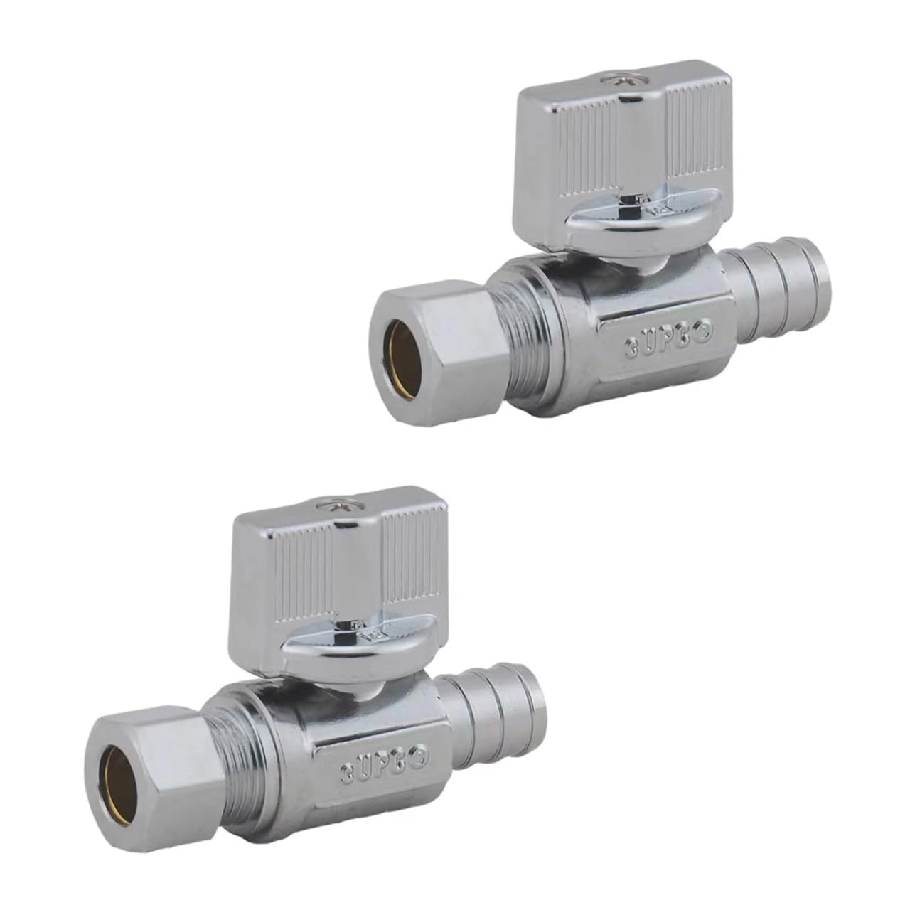 (2-pak) Prosty zawór odcinający 1 cm OD Kompresja × 1.3 cm PEX Chromowany zawór prosty, ćwierćobrotowy zawór kulowy odcinający wodę