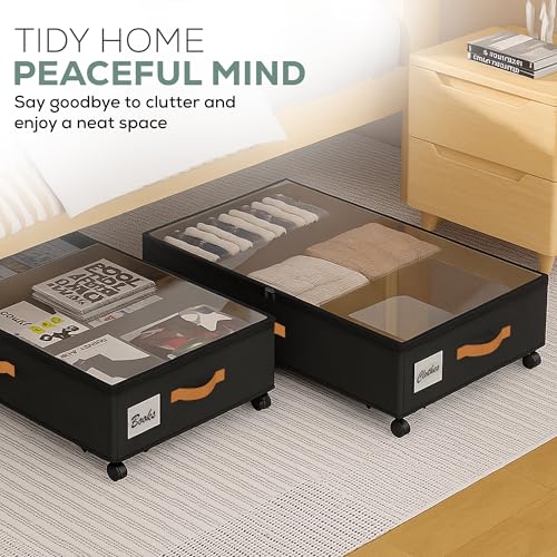 Under-Bed-Storage-with-Wheels-2-Pack-36L-Each-Low-Profile-Storage-Organizer-with-Clear-Window-Double-Zipper-360-Locking-Wheels--Rolling-Metal-Drawer-for-Clothes-Shoes-More-Black