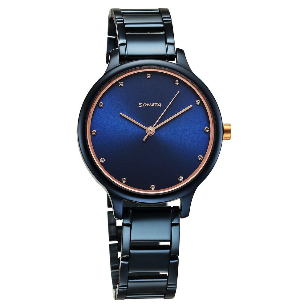 Sonata Blush Quartz Analog Blue dial Stainless Steel Strap Watch for Women-87050KM04 (B0CSP92BB7) Amazon Price History, Amazon Price Tracker