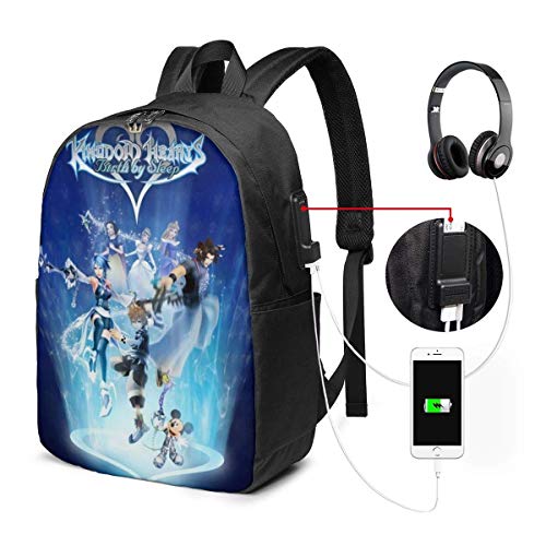 Mochila USB Kingdom Hearts FGHJY Mochila para portátil de 17 Pulgadas Resistencia al Pliegue...