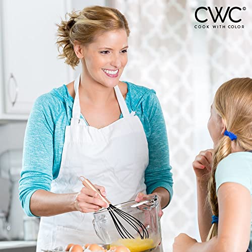 Cook With Color Silicone Whisks For Cooking, Stainless Steel Wire Whisk Set Of Two - 10” And 12”, Heat Resistant Kitchen Whisks, Balloon Whisk For Nonstick Cookware - Rose Gold And Black #TOP4