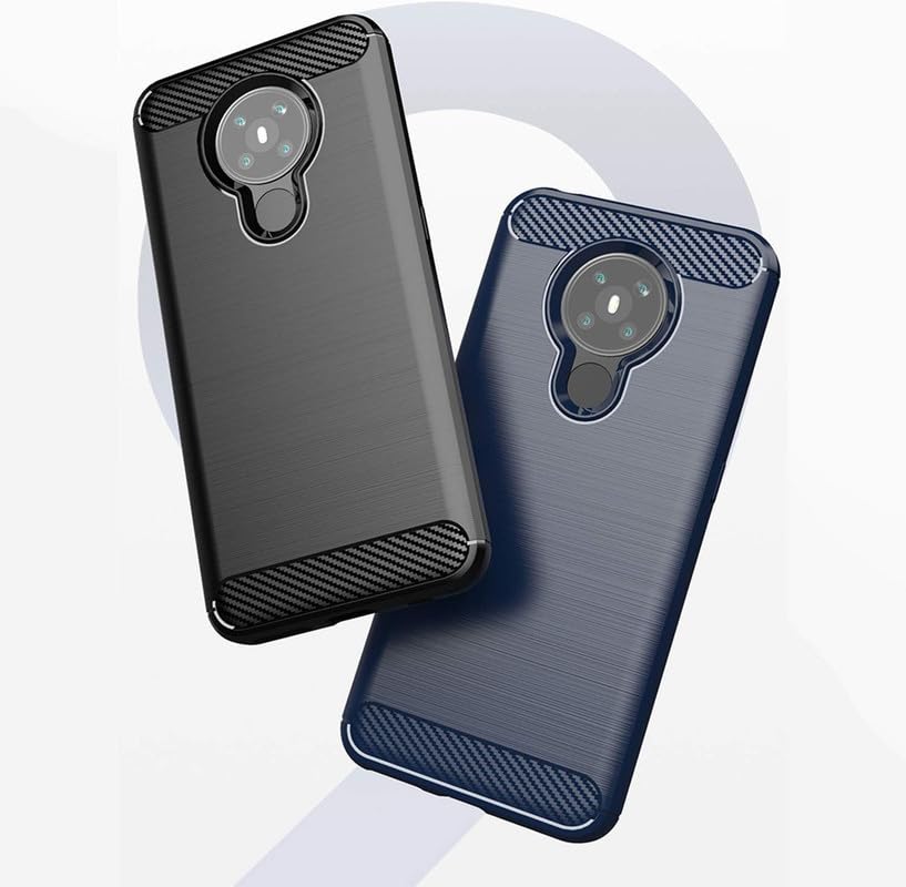 Image of NPRC Hybrid Ultra Slim Protective Case TPU Non-Slip Carbon Fiber Texture Shockproof Case Cover for Nokia 5.3 - Blue