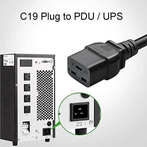 FSKE 3 Meters C19 Power Cable UK Mains Plug to IEC 320 C19 14AWG Extension Cord Leads