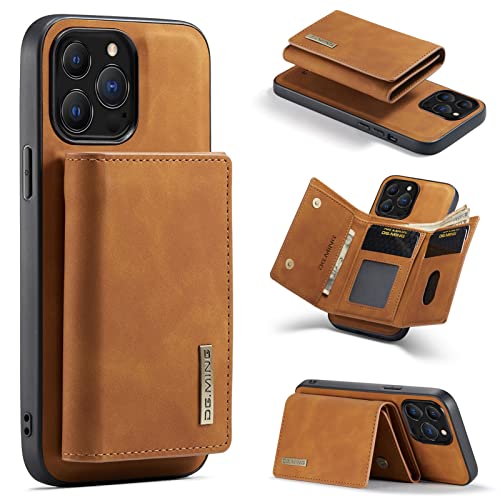 HYKEJI kompatibel mit iPhone 13 Pro Max hülle Leder Schutzhülle Geldbörse, Abnehmbare Magnetverschluss Handyhülle, mit Card Slots und magnetischer Back Cover Case für iPhone 13 Pro Max (B) Cover