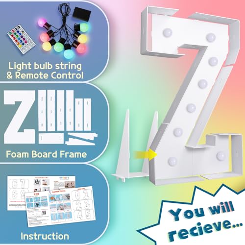 Image of Imprsv Colorful 3FT Marquee Letters Z, 18 Colors Large Light up Letters