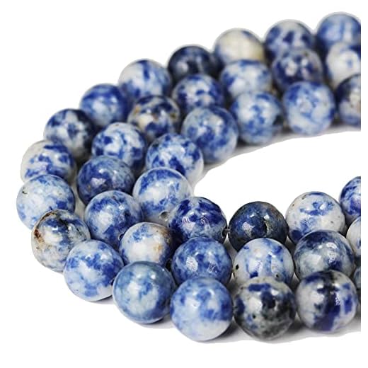 Crystal Beads for Jewelry Making Energy Healing Crystals Jewelry Chakra Crystal Jewerly Beading Supplies Blue Spot Jasper 15.5inch About 58-60Beads