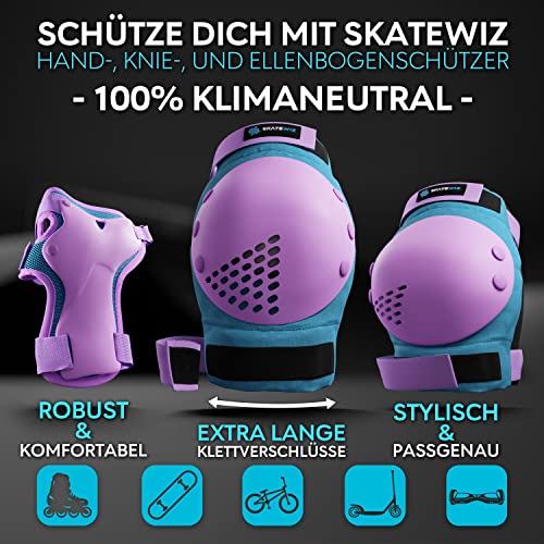 SKATEWIZ Skate Protektoren für Kinder & Erwachsene in 6 Farben Knieschützer Kinder Set [6pc