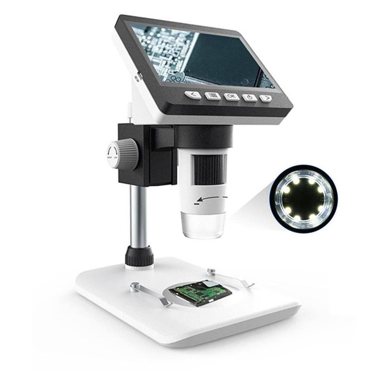 asdchZen Microscope Slides Adjustable 1000X Digital Microscope 4.3 Inch 1080P 8 Led Lamp Magnifier Microscope Parts