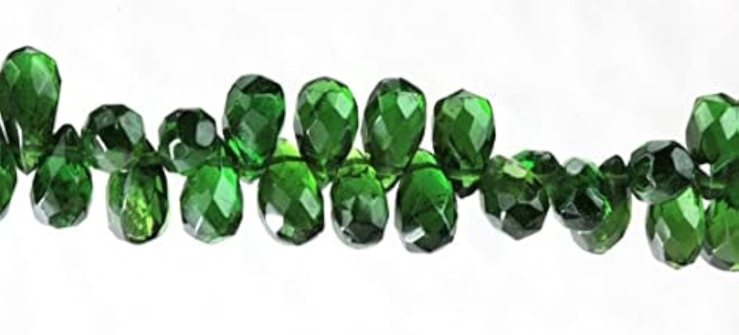 Diopside chromé facetté briolette naturelle perle verte russe 10pcs