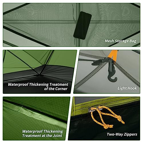 Image of Naturehike Mongar 2 Person Backpacking Tent 3 Season Free-Standing Lightweight Hiking Tent for Outdoor Activities (210T Forest Green)