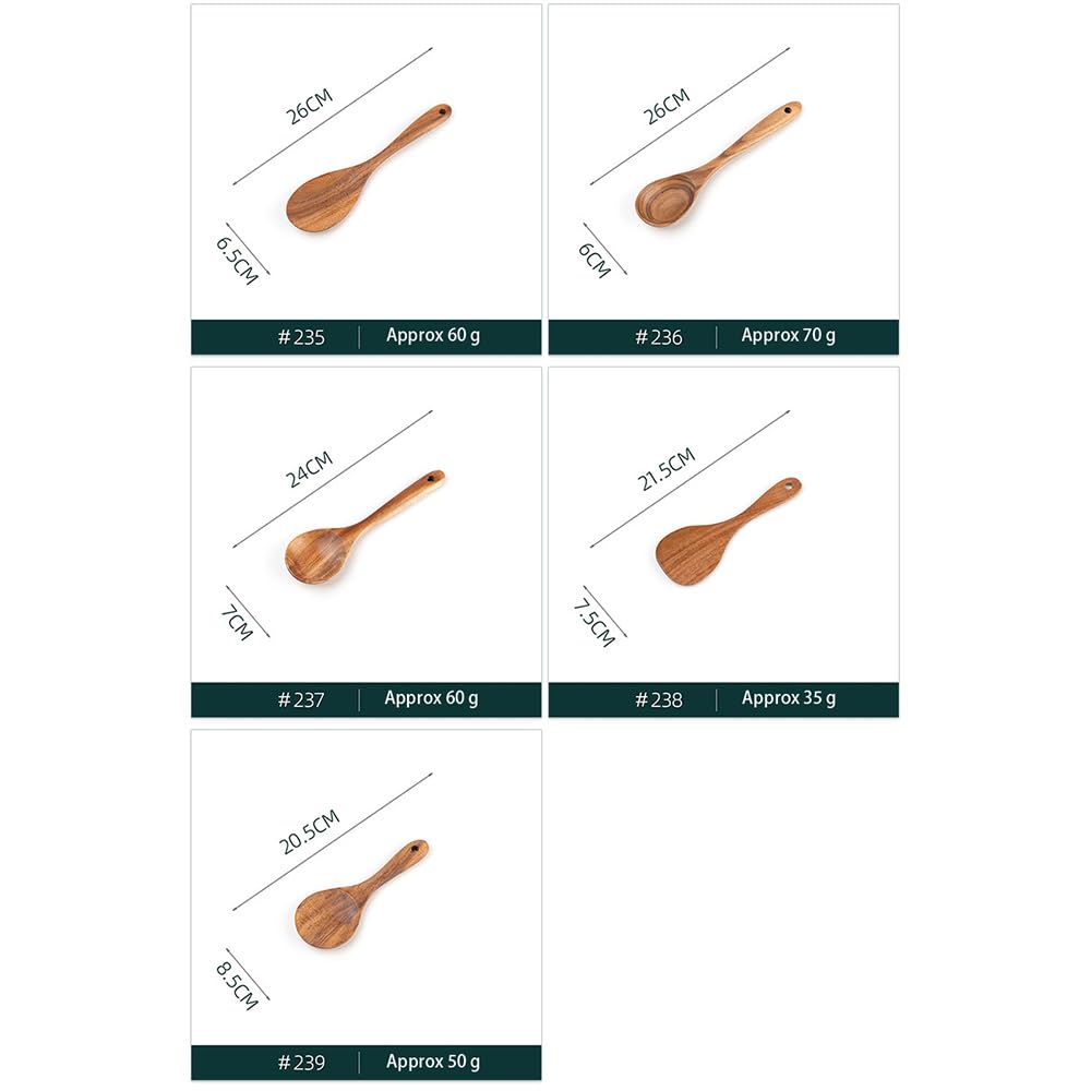 Kochlöffel-Set Aus Holz, Kleines Küchenhelfer-Set Aus Holz, Langer Holzspatel, Ungiftige Holzlöffel, Spülmaschinenfester Holzspatel Aus Teakholz, Langer Griff Aus Teakholz