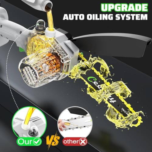 Image of CEEPUY Mini Chainsaw, 6 Inch Portable Electric Chainsaw with 2 Batterys /Automatic Oiler /Security Lock /Powered Small Handheld Saw for Trees Branches Trimming