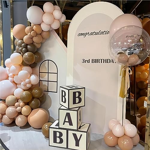 Image of 150pcs Dark Brown Balloons Different Sizes Pack, 18 12 10 5 Inch Party Balloon Garland Arch Kit for Birthday Wedding Gender Reveal Boho Party Decorations(With 2 Ribbons)
