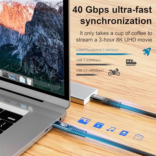 CAKOBLE usb 4 kabel 1m, mit thunderbolt 4 kabel,Kompatibel mit thunderbolt 3 kabel Unterstützt 8K HD Display, 40 Gbit/s Datentransfer, 240W USB-C auf USB-C Ladekabel,Laptops, Hub, Docking-Station – Bild 4
