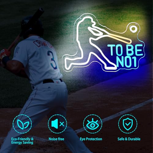 Image of KHK Baseball Neon Led Sign for Bedroom Dimmable Baseball Neon Sign Sport Neon Signs USB Powered for BOY Bedroom,Club Bar,Man Cave,Birthday Party Home College Decor Holiday Gift.