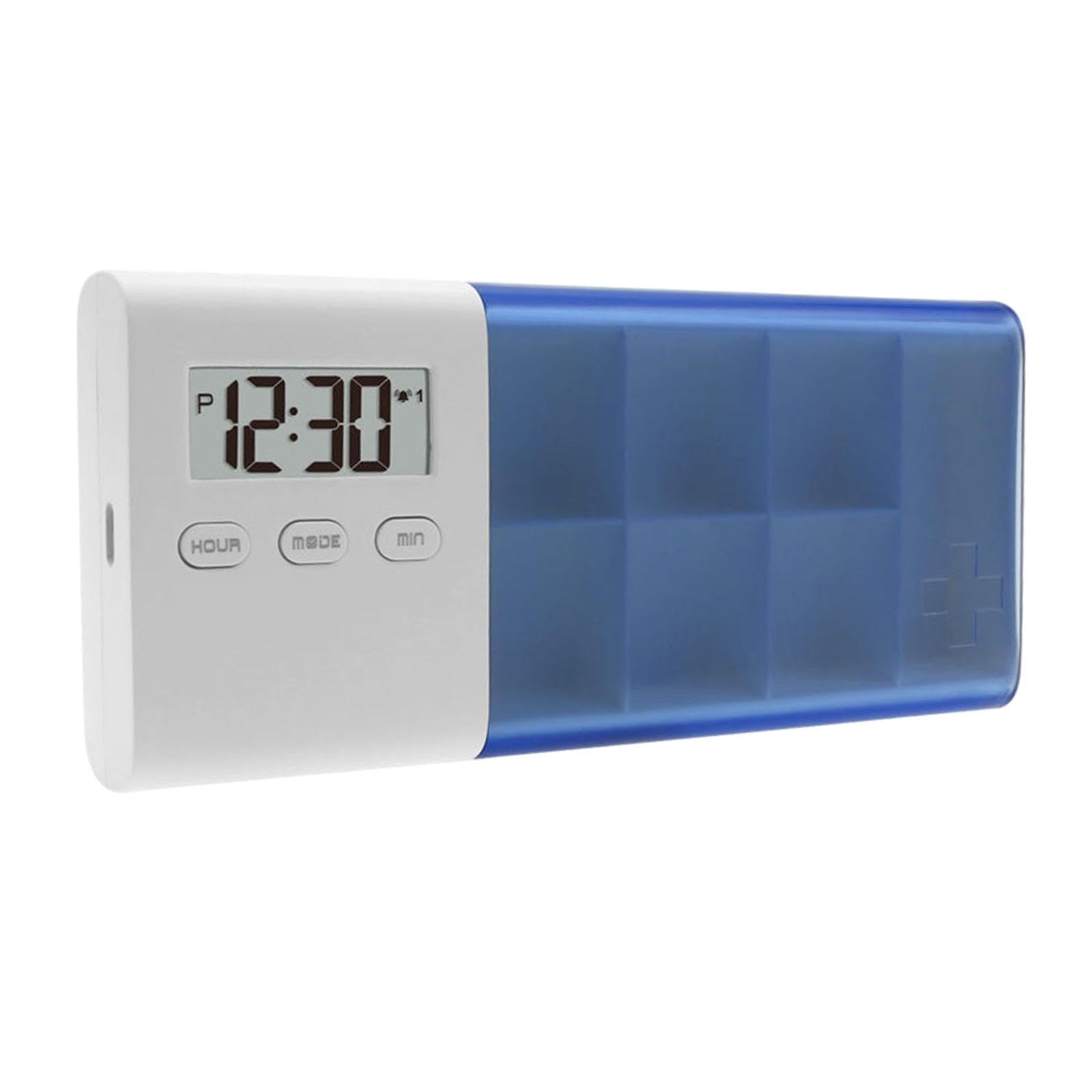 Portapillole Elettronico, Contenitore per Pillole Giornaliero, Organizer Da Viaggio con 7 Scomparti E Allarme, Adatto, Blu